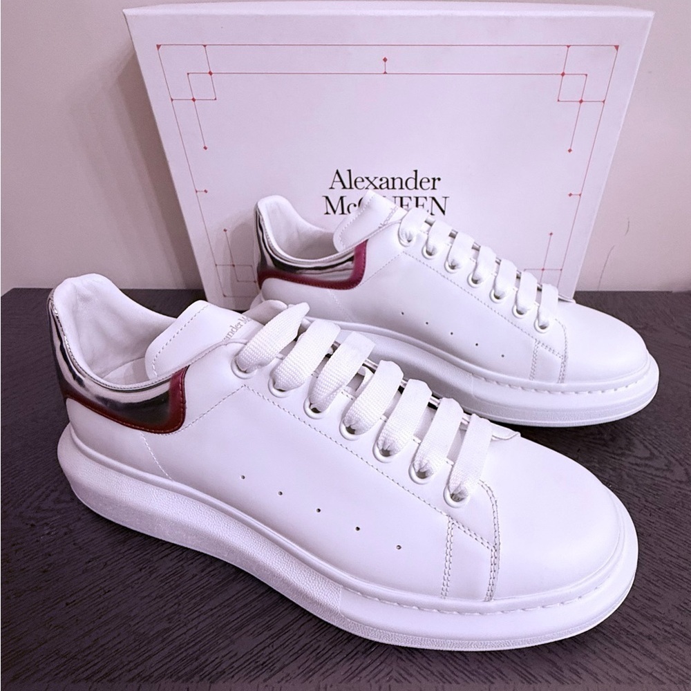 New Alexander McQueen Men’s Leather Low-Top Sneakers size 46 US 13 - Picture 2 of 11